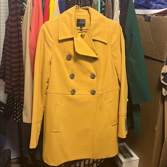 🚫SOLD🚫NWT The Limited Mustard Double-Breasted Pea Coat - Picture 2 of 6